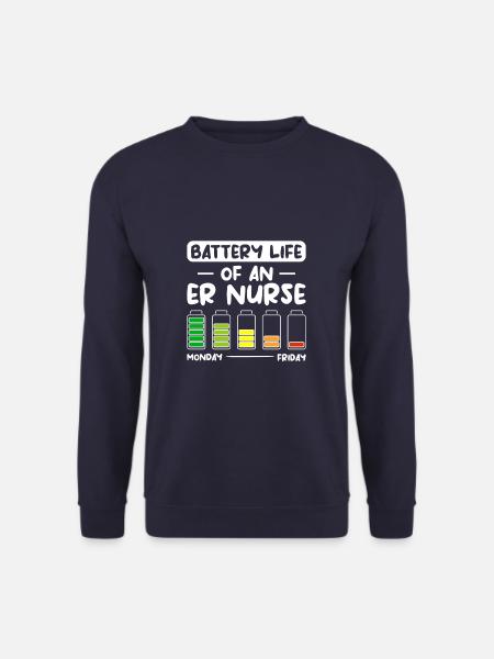 Batterielebensdauer einer Notaufnahme Krankenschwester Krankenschwestern - Unisex Pullover - Navy