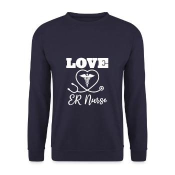 Love ER Infirmière Urgences Infirmières RN - Sweat-shirt Unisexe - marine - Devant - Alina (178cm) & Michal (187cm)
