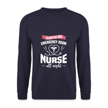 Schlaf den ganzen Tag ER Krankenschwester die ganze Nacht Notaufnahme - Unisex Pullover - Navy - Vorne - Alina (178cm) & Michal (187cm)