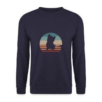 Vintage Retro West Highland White Terrier Hund - Unisex Pullover - Navy - Vorne - Alina (178cm) & Michal (187cm)