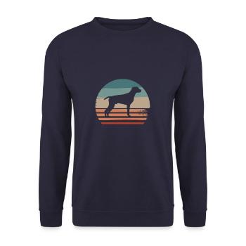 Vintage Retro Pointer Hund GSP Liebhaber - Unisex Pullover - Navy - Vorne - Alina (178cm) & Michal (187cm)