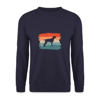 Vintage Retro Pointer Hund GSP Liebhaber - Unisex Pullover - Navy - Vorne - Alina (178cm) & Michal (187cm)