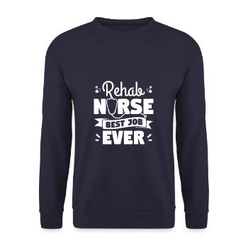 Reha-Krankenschwester Bester Job aller Zeiten RN-Krankenschwestern - Unisex Pullover - Navy - Vorne - Alina (178cm) & Michal (187cm)
