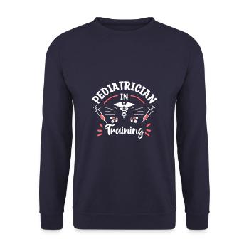 Kinderarzt in Ausbildung Pädiatrie Arzt Peds - Unisex Pullover - Navy - Vorne - Alina (178cm) & Michal (187cm)