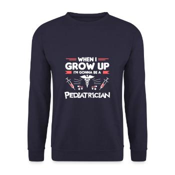 Wenn ich groß bin, werde ich Kinderarzt - Unisex Pullover - Navy - Vorne - Alina (178cm) & Michal (187cm)