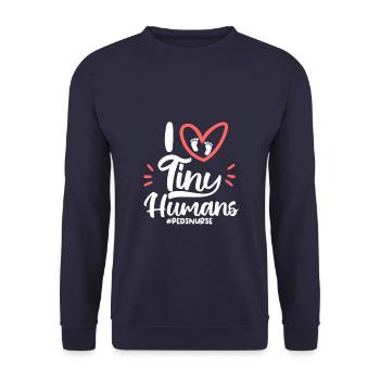 Ich liebe winzige Menschen Kinderarzt Pädiatrie Arzt - Unisex Pullover - Navy - Vorne - Alina (178cm) & Michal (187cm)