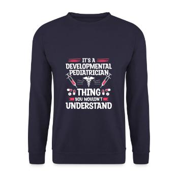 Ich liebe winzige Menschen Kinderarzt Pädiatrie Arzt - Unisex Pullover - Navy - Vorne - Alina (178cm) & Michal (187cm)