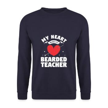 My Heart Belongs To A Bearded Teacher Valentine's - Unisex Sweatshirt - navy - Front - Alina (178cm) & Michal (187cm)