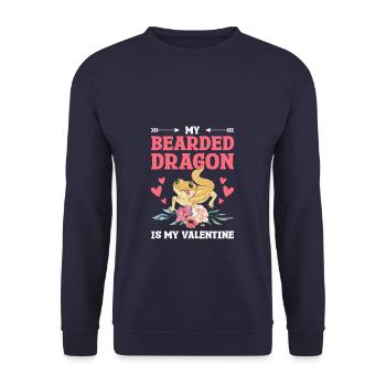 Mon dragon barbu est ma Saint-Valentin - Sweat-shirt Unisexe - marine - Devant - Alina (178cm) & Michal (187cm)