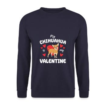 My Chihuahua Is My Valentine Valentine's Day - Unisex Sweatshirt - navy - Front - Alina (178cm) & Michal (187cm)