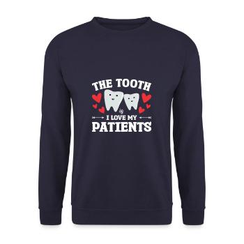 La dent est J’aime mes patients Saint-Valentin - Sweat-shirt Unisexe - marine - Devant - Alina (178cm) & Michal (187cm)