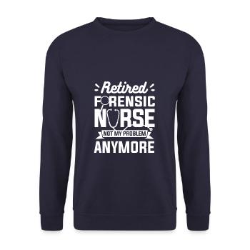 Retired Forensic Nurse Not My Problem Anymore RN - Sweat-shirt Unisexe - marine - Devant - Alina (178cm) & Michal (187cm)