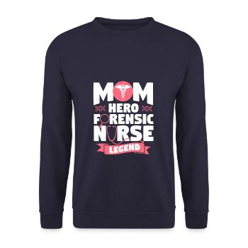 Mom Hero Forensic Nurse Legend RN Nurses - Unisex Sweatshirt - navy - Front - Alina (178cm) & Michal (187cm)