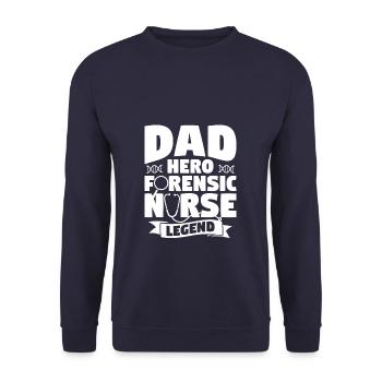 Dad Hero Forensic Nurse Legend RN Nurses - Unisex Sweatshirt - navy - Front - Alina (178cm) & Michal (187cm)