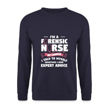 I'm A Forensic Nurse Of Course I Talk To Myself RN - Unisex Sweatshirt - navy - Front - Alina (178cm) & Michal (187cm)