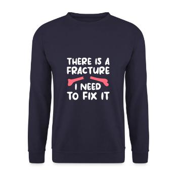 Es gibt eine Fraktur, die ich orthopädisch reparieren muss - Unisex Pullover - Navy - Vorne - Alina (178cm) & Michal (187cm)