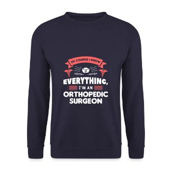 Natürlich weiß ich alles, ich bin Orthopäde - Unisex Pullover - Navy - Vorne - Alina (178cm) & Michal (187cm)