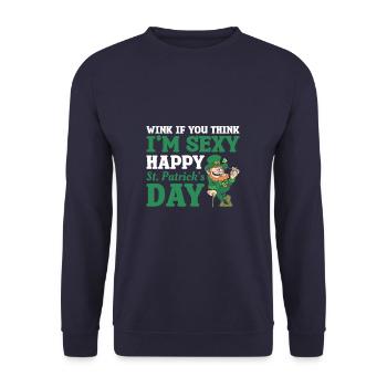 Zwinker, wenn du denkst, dass ich sexy bin Alles Gute zum St. Patrick's Day - Unisex Pullover - Navy - Vorne - Alina (178cm) & Michal (187cm)