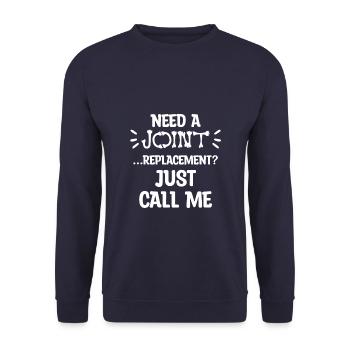 Besoin d’un remplacement articulaire Appelez-moi orthopédique - Sweat-shirt Unisexe - marine - Devant - Alina (178cm) & Michal (187cm)