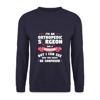I'm An Orthopedic Surgeon Not A Magician - Unisex Sweatshirt - navy - Front - Alina (178cm) & Michal (187cm)
