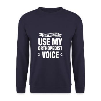 Ne me faites pas utiliser mon orthopédiste Voix Orthopédique - Sweat-shirt Unisexe - marine - Devant - Alina (178cm) & Michal (187cm)