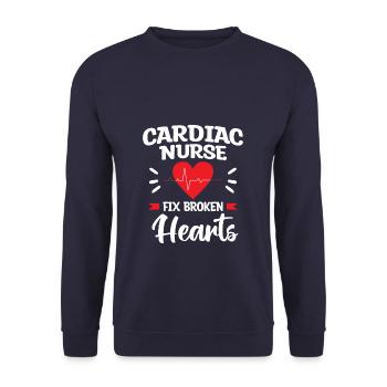 Une infirmière cardiaque répare les cœurs brisés Cardiologue - Sweat-shirt Unisexe - marine - Devant - Alina (178cm) & Michal (187cm)
