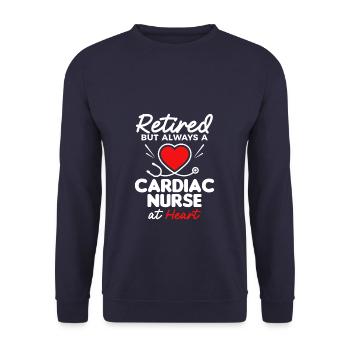 Retraitée mais toujours infirmière cardiaque dans l’âme - Sweat-shirt Unisexe - marine - Devant - Alina (178cm) & Michal (187cm)