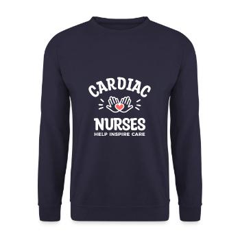 Herzkrankenschwestern helfen, Pflege-Kardiologie-Krankenschwester zu inspirieren - Unisex Pullover - Navy - Vorne - Alina (178cm) & Michal (187cm)