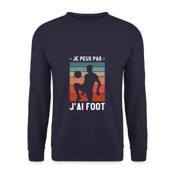 Je Peux Pas J'ai Foot Footballeur Football - Sweat-shirt Unisexe - marine - Devant - Alina (178cm) & Michal (187cm)