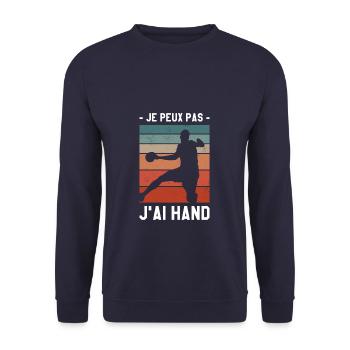 Je Peux Pas J'ai Hand Handball Handballeur - Sweat-shirt Unisexe - marine - Devant - Alina (178cm) & Michal (187cm)