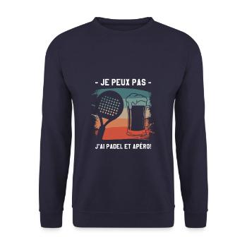 Je Peux Pas J'ai Padel Et Apéro Padeliste - Sweat-shirt Unisexe - marine - Devant - Alina (178cm) & Michal (187cm)