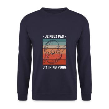Je Peux Pas J'ai Ping Pong Pongiste - Sweat-shirt Unisexe - marine - Devant - Alina (178cm) & Michal (187cm)