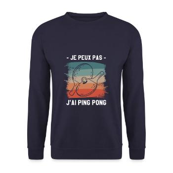 Je Peux Pas J'ai Ping Pong Pongiste - Sweat-shirt Unisexe - marine - Devant - Alina (178cm) & Michal (187cm)