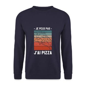 Je Peux Pas J'ai Pizza - Sweat-shirt Unisexe - marine - Devant - Alina (178cm) & Michal (187cm)