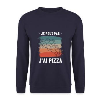 Je Peux Pas J'ai Pizza - Sweat-shirt Unisexe - marine - Devant - Alina (178cm) & Michal (187cm)