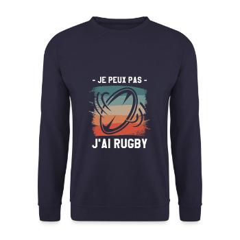 Je Peux Pas J'ai Rugby Rugbyman - Sweat-shirt Unisexe - marine - Devant - Alina (178cm) & Michal (187cm)