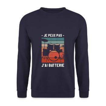 Je Peux Pas J'ai Batterie Batteur - Sweat-shirt Unisexe - marine - Devant - Alina (178cm) & Michal (187cm)