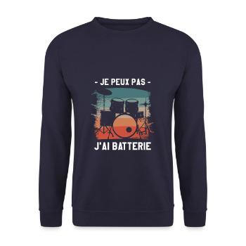 Je Peux Pas J'ai Batterie Batteur - Sweat-shirt Unisexe - marine - Devant - Alina (178cm) & Michal (187cm)