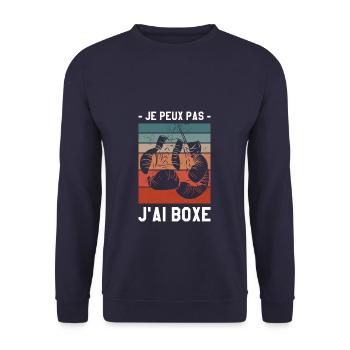 Je Peux Pas J'ai Boxe Boxeur - Sweat-shirt Unisexe - marine - Devant - Alina (178cm) & Michal (187cm)