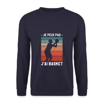 Je Peux Pas J'ai Basket Basket-ball Basketteur - Sweat-shirt Unisexe - marine - Devant - Alina (178cm) & Michal (187cm)