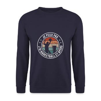 Je Peux Pas J'ai Basket Basket-ball Basketteur - Sweat-shirt Unisexe - marine - Devant - Alina (178cm) & Michal (187cm)