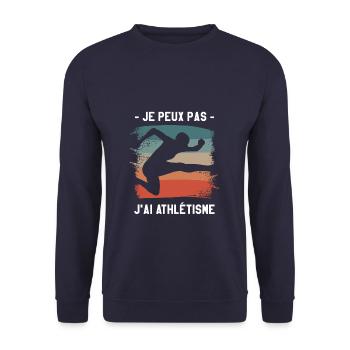 Je Peux Pas J'ai Athlétisme Athlète - Sweat-shirt Unisexe - marine - Devant - Alina (178cm) & Michal (187cm)