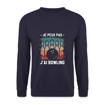 Je Peux Pas J'ai Bowling Quilleur - Sweat-shirt Unisexe - marine - Devant - Alina (178cm) & Michal (187cm)