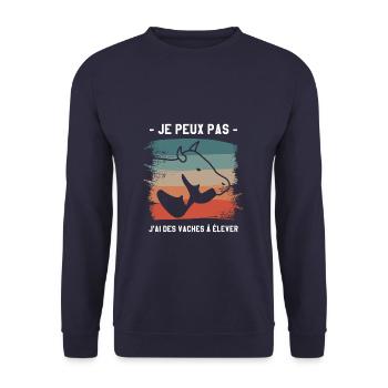 Je Peux Pas J'ai Des Vaches À Élever - Sweat-shirt Unisexe - marine - Devant - Alina (178cm) & Michal (187cm)