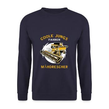 Coole Jungs Fahren Mähdrescher Traktor Männer - Unisex Pullover - Navy - Vorne - Alina (178cm) & Michal (187cm)