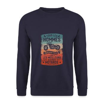 Mais Les Meilleurs Deviennent Motards Moto Motard - Sweat-shirt Unisexe - marine - Devant - Alina (178cm) & Michal (187cm)