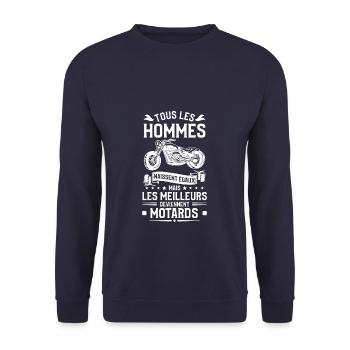 Mais Les Meilleurs Deviennent Motards Moto Motard - Sweat-shirt Unisexe - marine - Devant - Alina (178cm) & Michal (187cm)
