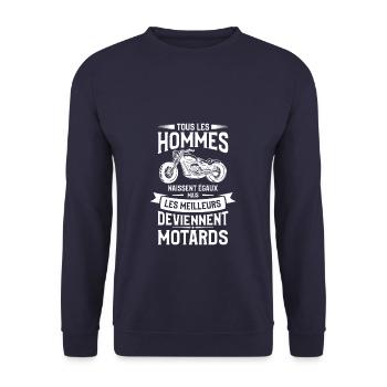 Mais Les Meilleurs Deviennent Motards Moto Motard - Sweat-shirt Unisexe - marine - Devant - Alina (178cm) & Michal (187cm)