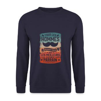 Mais Les Meilleurs Deviennent Parrain Baptême - Sweat-shirt Unisexe - marine - Devant - Alina (178cm) & Michal (187cm)