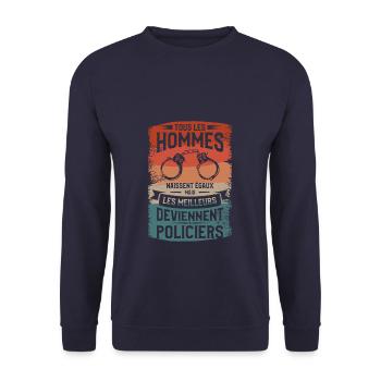 Mais Les Meilleurs Deviennent Policiers Policier - Sweat-shirt Unisexe - marine - Devant - Alina (178cm) & Michal (187cm)